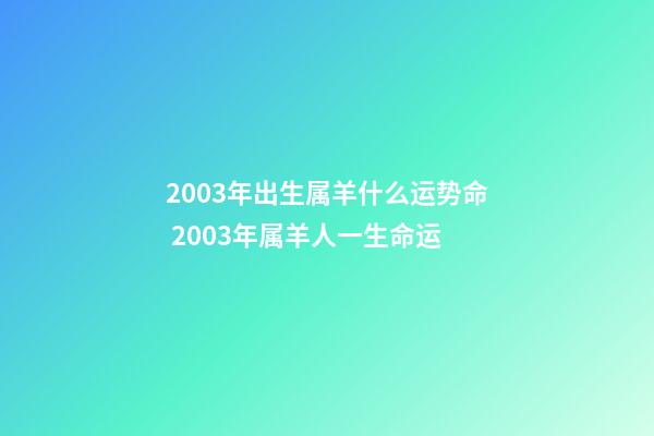 2003年出生属羊什么运势命 2003年属羊人一生命运-第1张-观点-玄机派
